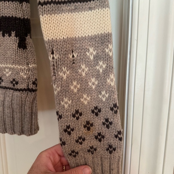 Aritzia Taupe and Black Patterned Reindeer Cardigan - Picture 3 of 8